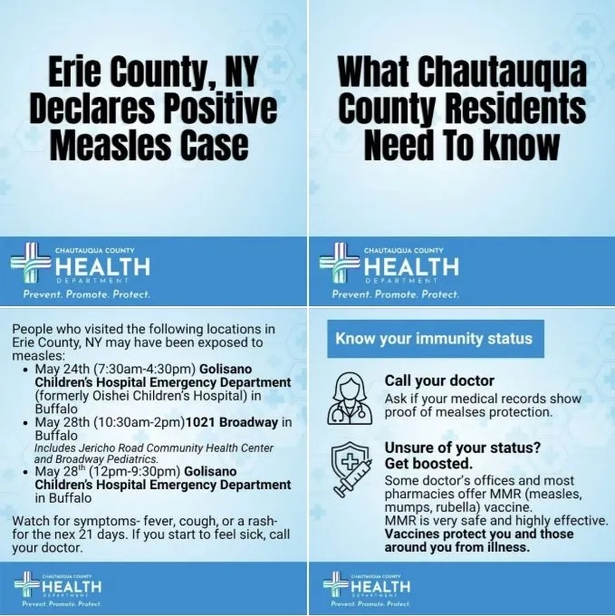 Erie County, 2026년 홍역 확진 사례 공식 발표… 노출 가능 장소 공개