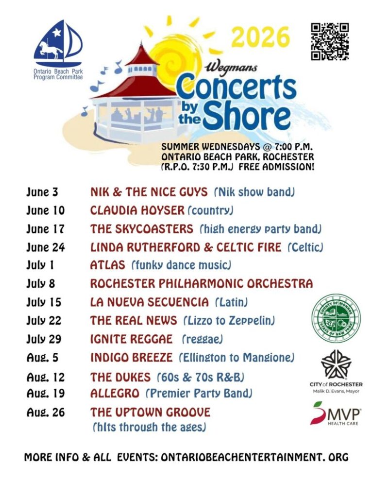 Wegmans Concerts by the Shore 2026, 6월 3일 개막…온타리오 비치에서 매주 수요일 무료 공연